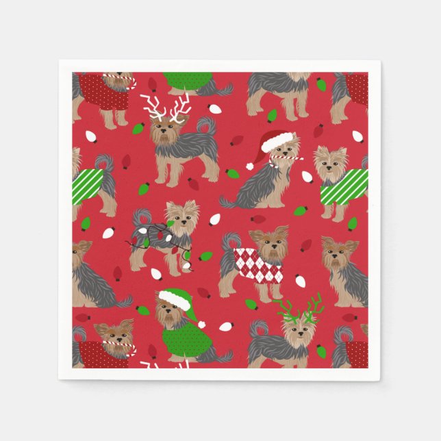 Guardanapo De Papel Yorkie Christmas Yorkshire Terrier Dog (Frente)