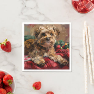Guardanapo De Papel Yorkipoo Cão Natal Festivo