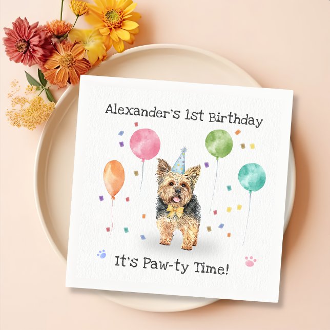 Guardanapo De Papel Yorkshire Lets Dog Festa de aniversário (Criador carregado)