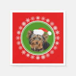 Guardanapo De Papel Yorkshire Terrier Cute Santa Hat Natal