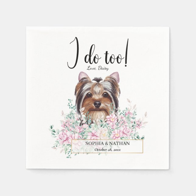 Guardanapo De Papel Yorkshire Terrier Dog Wedktail Napkins (Frente)