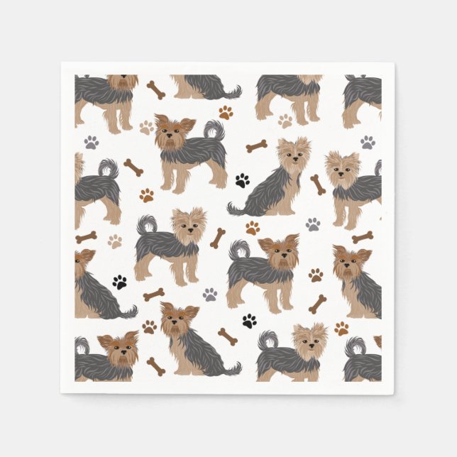 Guardanapo De Papel Yorkshire Terrier Paws e Bones Yorkie Dog (Frente)