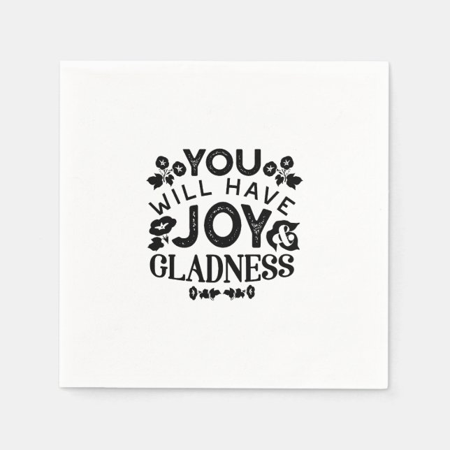 Guardanapo De Papel You Will Have Joy and Gladness Inspirational Quote (Frente)