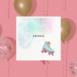 Guardanapo De Papel Young Girl Roller Sking Turquoise Festa de anivers