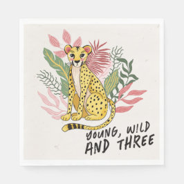 Guardanapo De Papel Young Wild Three Pink Cheetah Kids Birthday Party