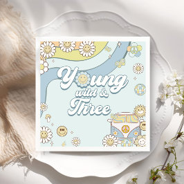 Guardanapo De Papel Young Wild Três Retro Rainbow aniversário de 3 ano