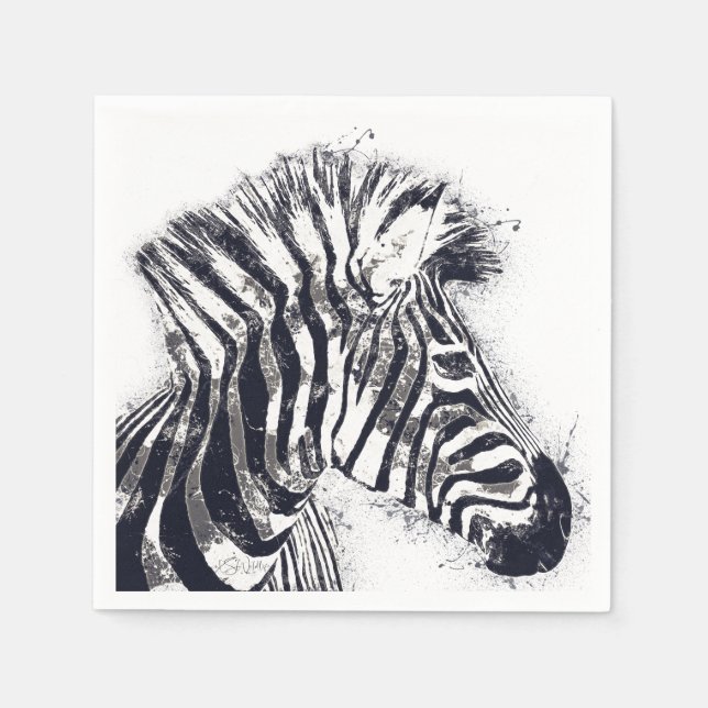 Guardanapo De Papel Zebra Art Napkin - Decoração do Partido Safari (Frente)