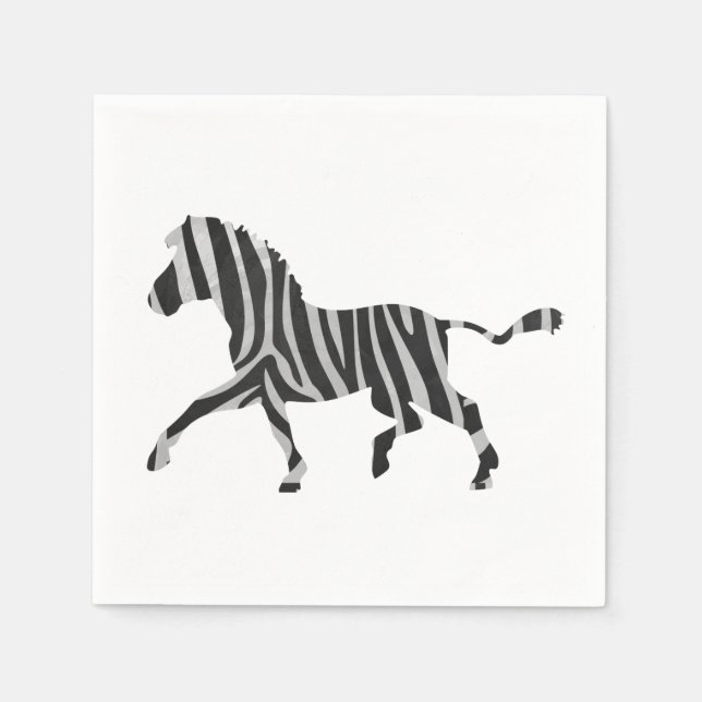 Guardanapo De Papel Zebra Black and Light Cinzas Silhouket (Frente)