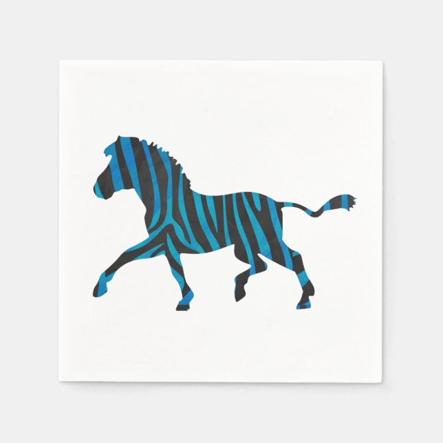 Guardanapo De Papel Zebra Black e Blue Silhouette (Frente)