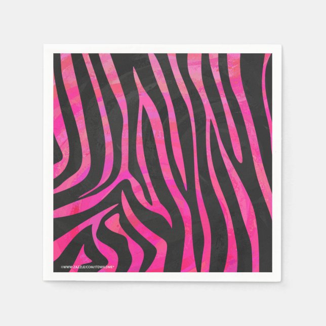Guardanapo De Papel Zebra Black e Hot Pink Impressão (Frente)