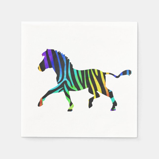Guardanapo De Papel Zebra Black e Rainbow Silhouette (Frente)