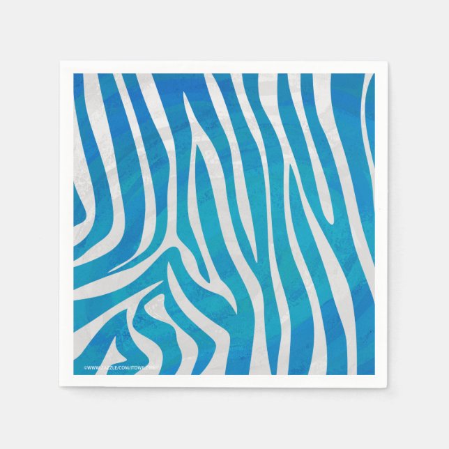 Guardanapo De Papel Zebra Blue e White Impressão (Frente)