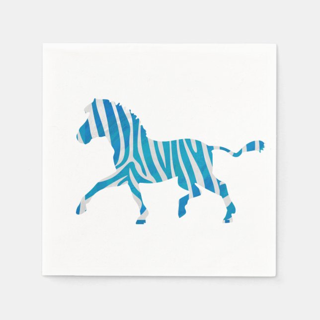 Guardanapo De Papel Zebra Blue e White Silhouette (Frente)