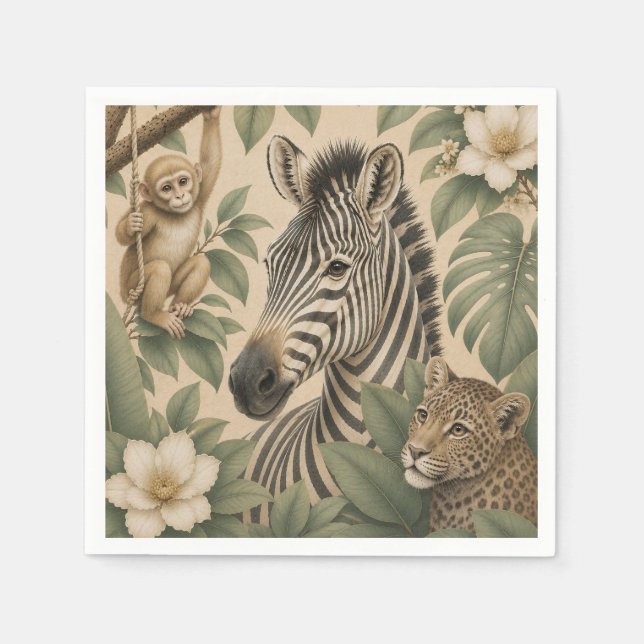 Guardanapo de papel zebra Botanical Safari (Frente)