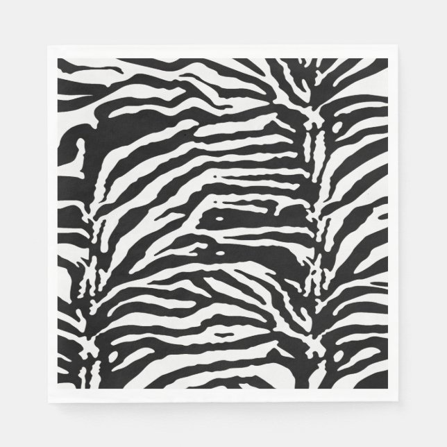 Guardanapo De Papel Zebra Camouflage Padrão Artístico Negro e Branco (Frente)