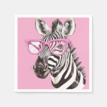 Zebra com Óculos Rosa - Fundo das Rosas claro