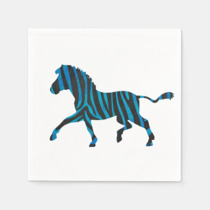 Guardanapo De Papel Zebra de Silhueta Azul e Preta