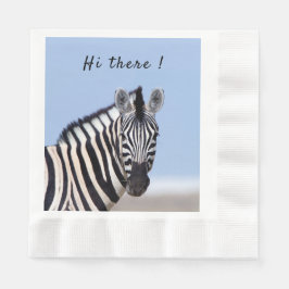 Guardanapo De Papel Zebra olhando para você com texto de foto azul do 