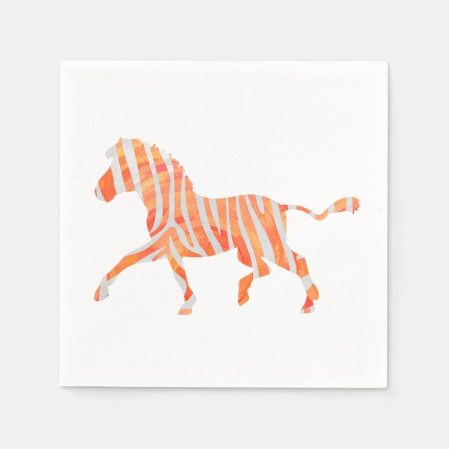 Guardanapo De Papel Zebra Orange e White Silhouette (Frente)