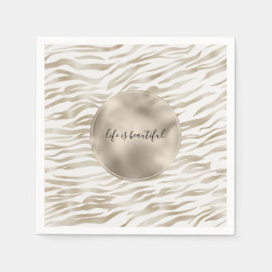 Guardanapo De Papel Zen Cream Branco Cacau Castanho Zebra Impressão
