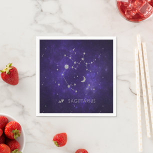 Guardanapo De Papel Zodiac Roxo Sagittarius   Astrologia Horóscopo