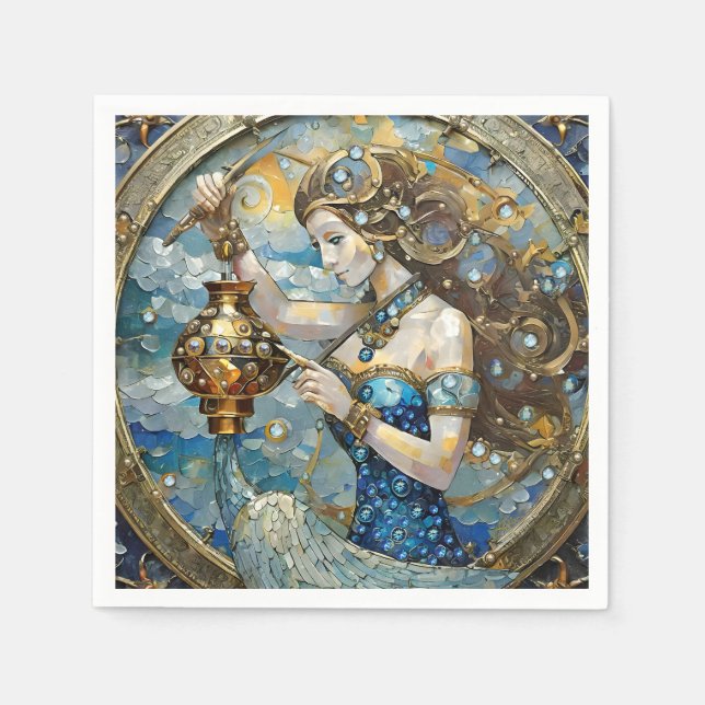 Guardanapo De Papel Zodíaco - Aquário, O Portador De Água (Frente)