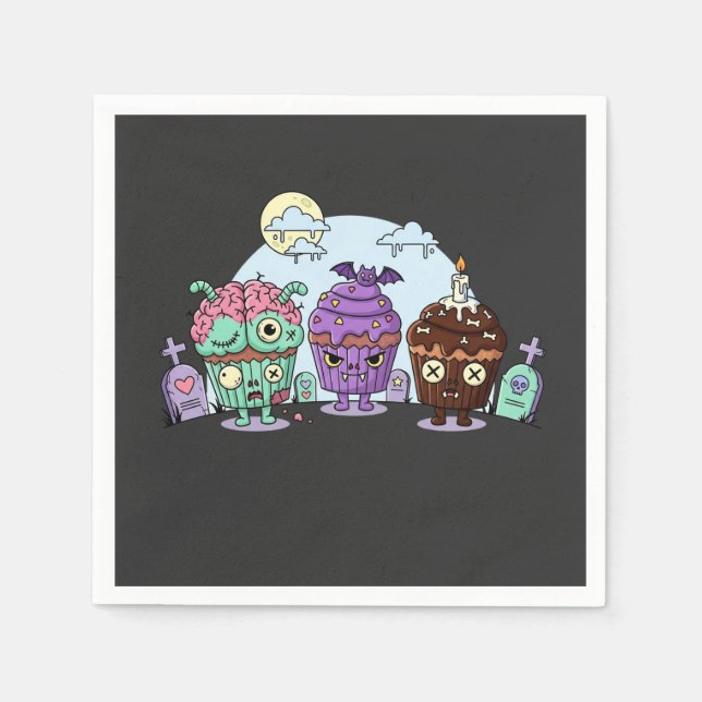 Guardanapo De Papel Zombie Cupcake Halloween (Frente)