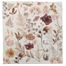 Flores de outono e Folhas de Aquarela