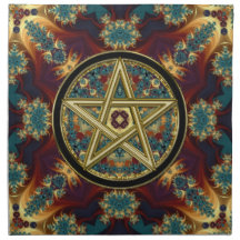 Golden Pentacle Fractal Magick Altar Cloth Banners