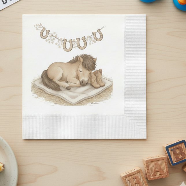 Guardanapo para Chá de Bebê Sleeping Pony Western (Sweet western baby shower napkin)