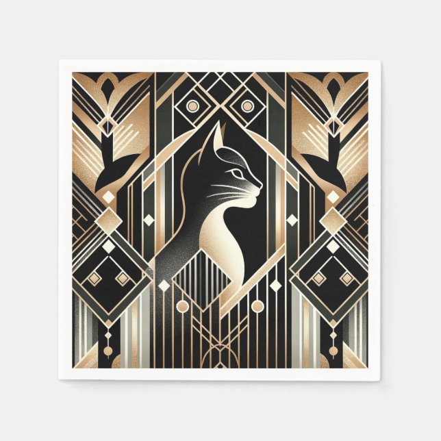 Guardanapos Abstratos de Gato Preto Decorativos (Frente)