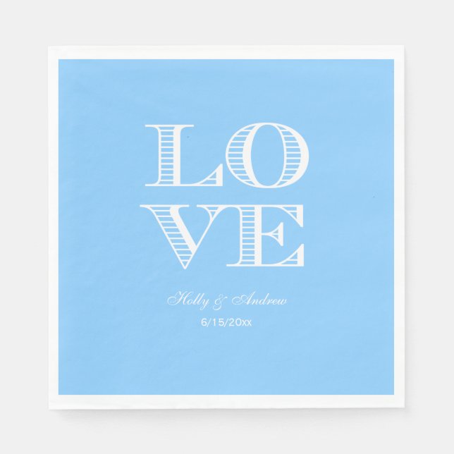 Guardanapos Azul Céu, Branco LOVE (Frente)