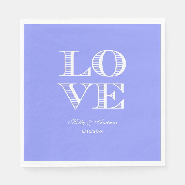 Guardanapos Azul Vinca, Branco LOVE (Frente)