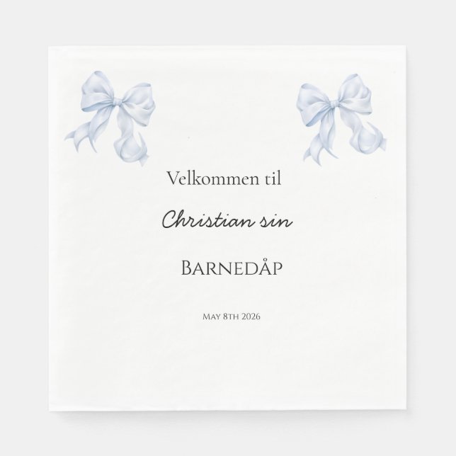 Guardanapos Blå Sløyfe batismo (Frente)