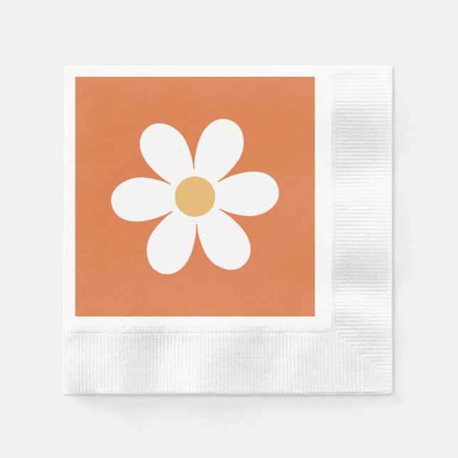 Guardanapos boho laranja queimado margarida retrô (Frente)