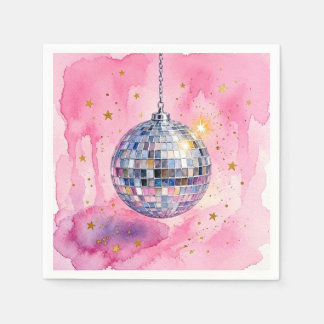 Guardanapos Bola de Discoteca Rosa.