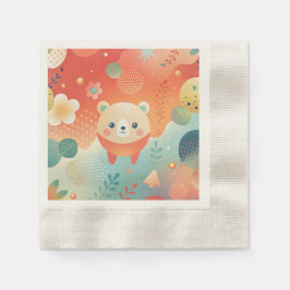 Guardanapos bonitos com um urso com abstrações lar