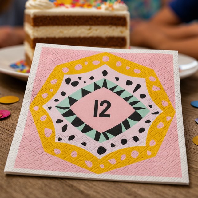 Guardanapos Bonitos e Coloridos com Idade Personal (Napkins that make a statement. Bold colors, fun shapes, and your chosen age front and center.)