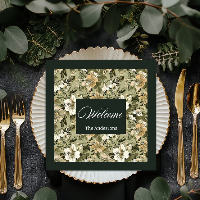 Guardanapos Botânicos Personalizados Lux Acento Do (Personalized Botanical Napkins Lux Gold Accent)