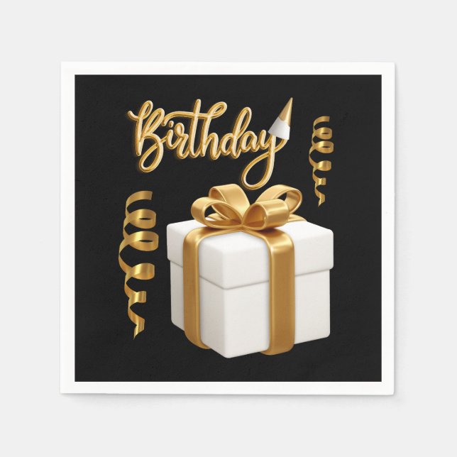 Guardanapos Branco de 3 Camadas Happy Birthday (Frente)