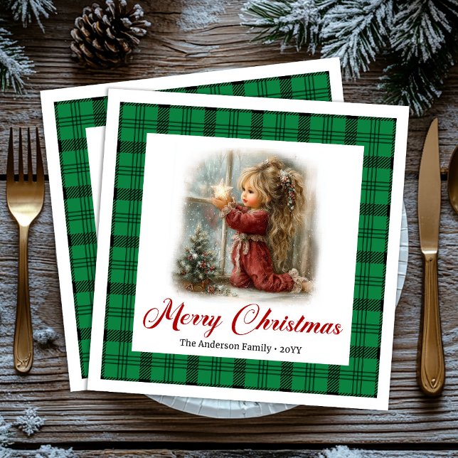Guardanapos Cena de Inverno Ilustração Rústica Min (Minimal Rustic Illustration Winter Scene Napkins)