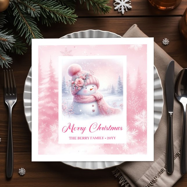 Guardanapos Cena Pinkmas Natal Suave para Crianças (Gentle Pinkmas Christmas Scene Napkins Kids Winter Fun)