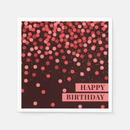Guardanapos Chic Preto Vermelho Confete Feliz Aniv
