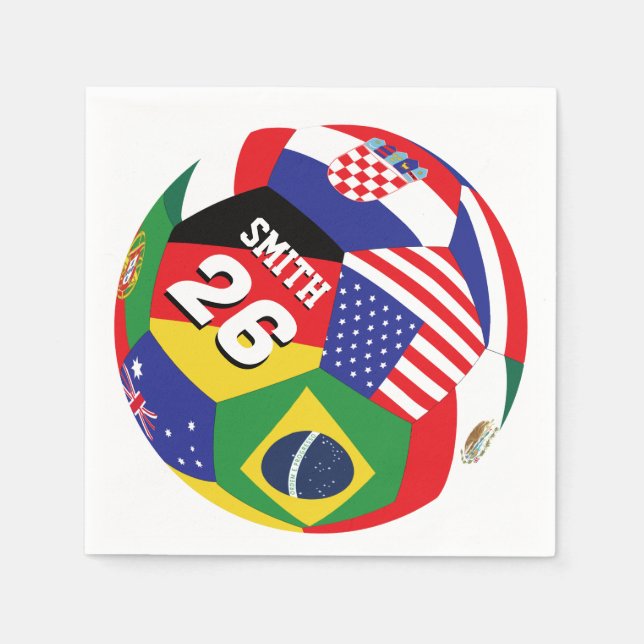 Guardanapos com Bandeiras Globais da Copa 2026 Nom (Frente)
