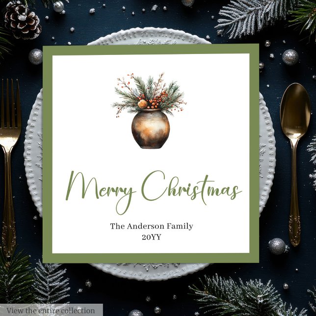 Guardanapos com Coroa de Natal Escandinava Clássic (Classic Boho Scandinavian Christmas Wreath Napkins)