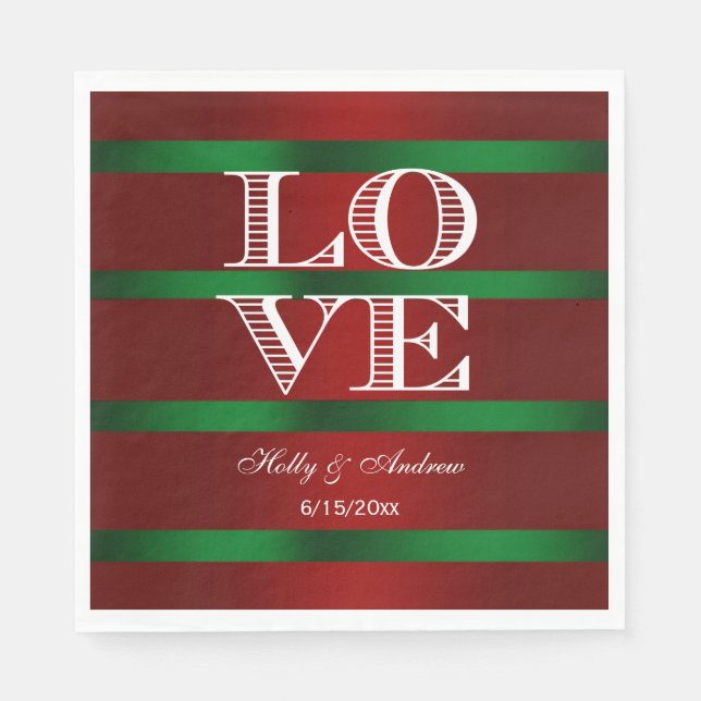 Guardanapos com Gradiente Vermelho Verde e LOVE Br (Frente)