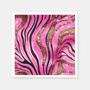 Guardanapos com impressão de tigre, brilho rosa