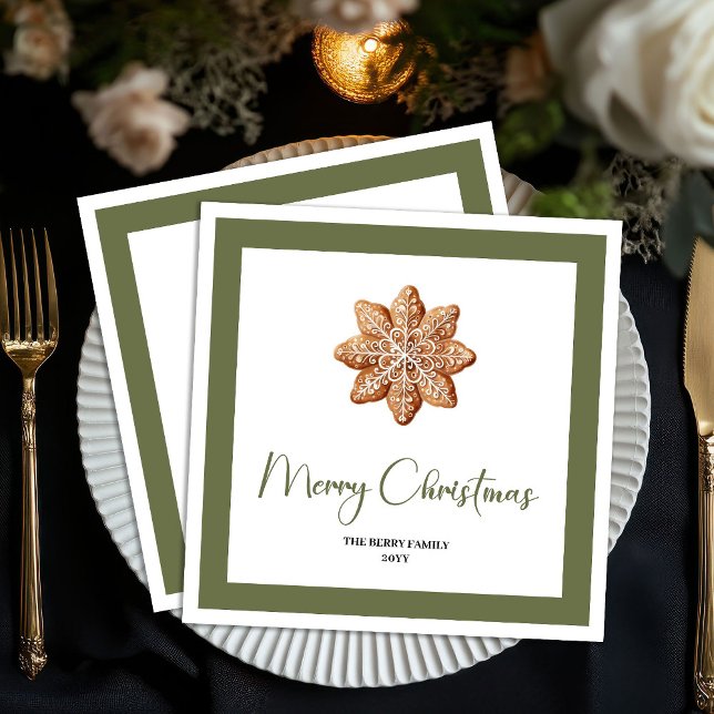 Guardanapos com Nome da Família de Natal em Estilo (Natural Style Christmas Cookie Family Name Napkins)