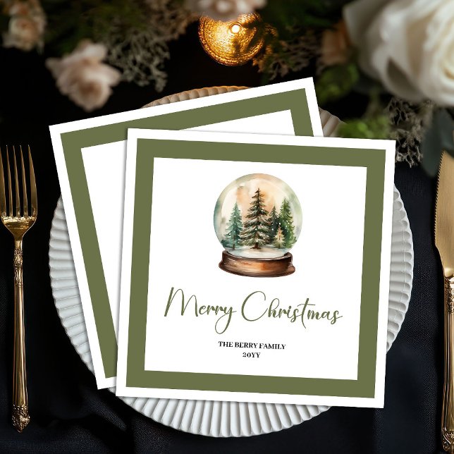 Guardanapos com Nome de Natal Minimalista em Terra (Earthy Christmas Ball Minimal Script Name Napkins)