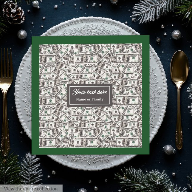 Guardanapos com padrão de dólar monograma engraçad (Stylish funny gift monogram dollar pattern napkins)